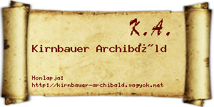 Kirnbauer Archibáld névjegykártya
